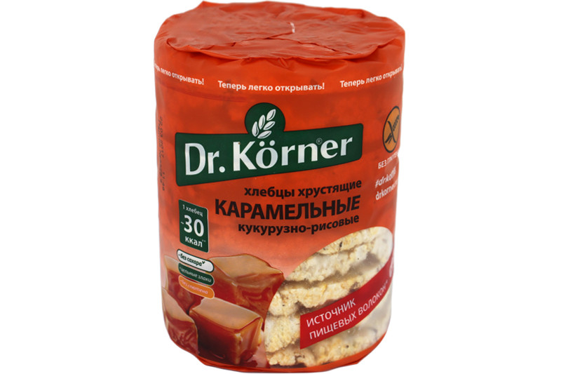 Хлебцы Dr.Korner кукуруз-рисов карамель  Хлебпром  90г - интернет-магазин Близнецы
