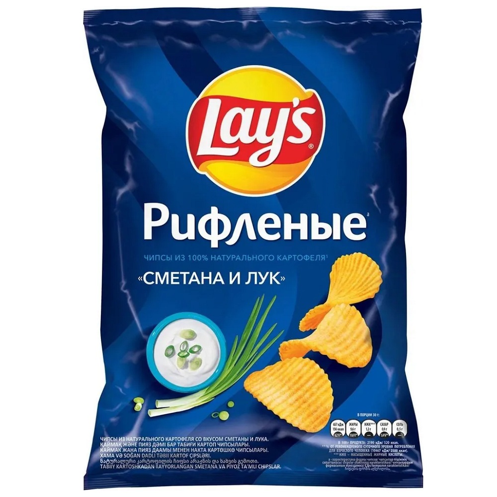 Чипсы Лейс Рифленые Сметана и Лук 140 - интернет-магазин Близнецы