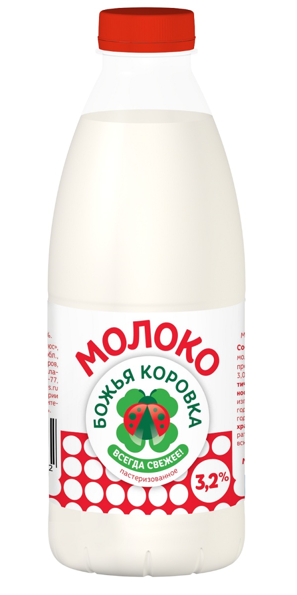 Молоко паст 3.4-4% Божья Коровка отборное  900мл шт - интернет-магазин Близнецы