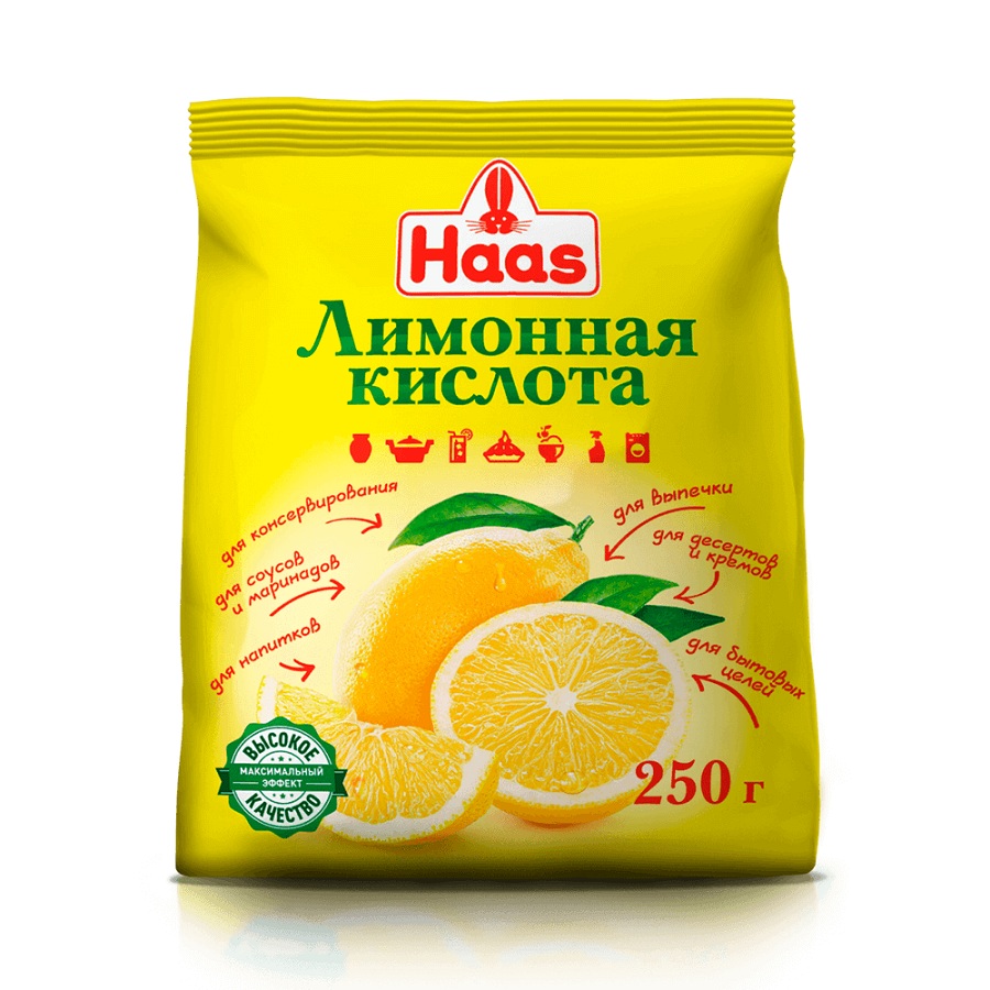 Приправа HAAS Лимонная кислота 250г шт - интернет-магазин Близнецы