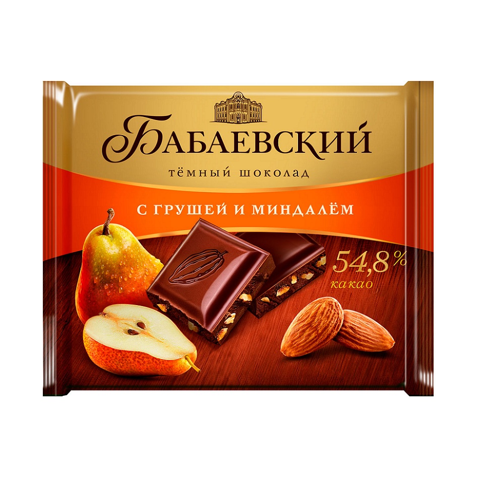 Шоколад Бабаевский темный с грушей и миндалем  70г  - интернет-магазин Близнецы