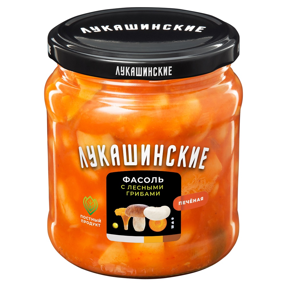 Фасоль печеная с грибами  Лукашинские  бан 450г - интернет-магазин Близнецы