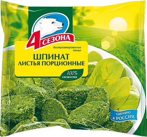 Морож. овощи Шпинат лист  4 Сезона  400г упак - интернет-магазин Близнецы