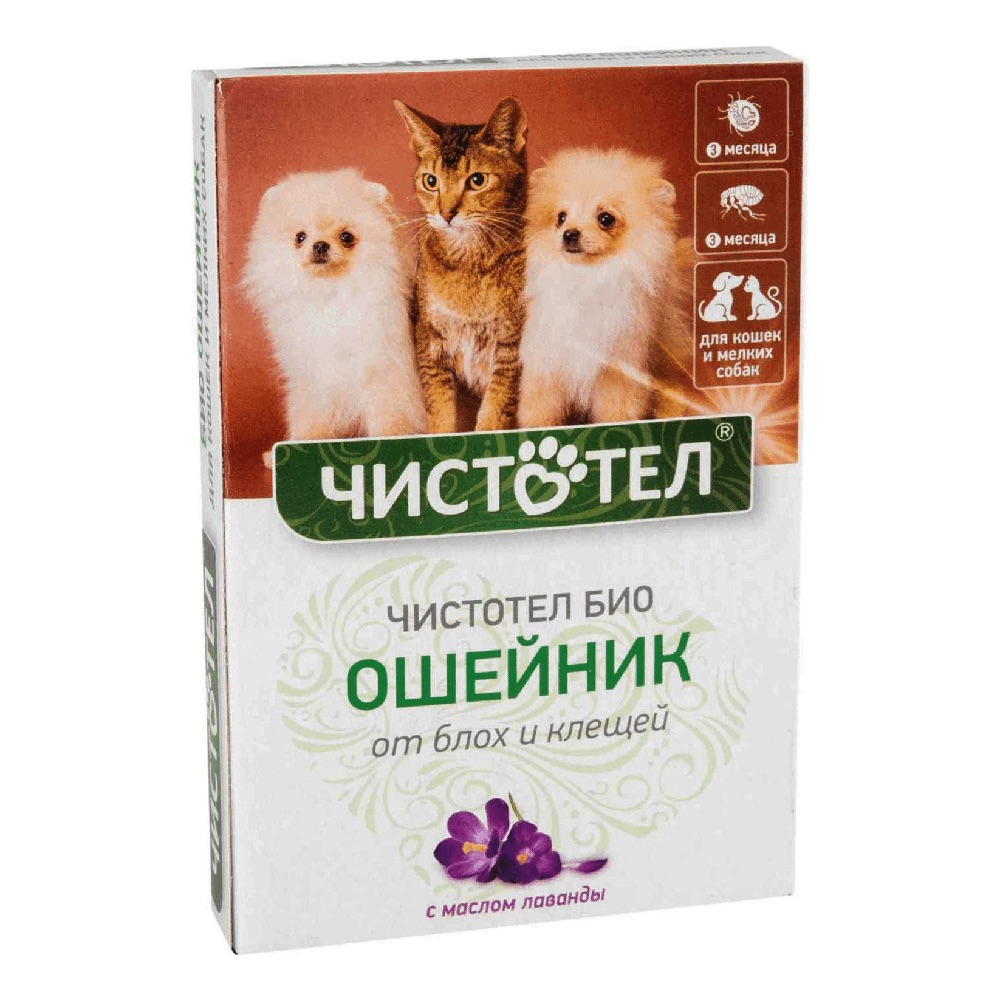 Ошейник Чистотел для кошек и мел собак от блох и клещ с маслом лаванды  - интернет-магазин Близнецы
