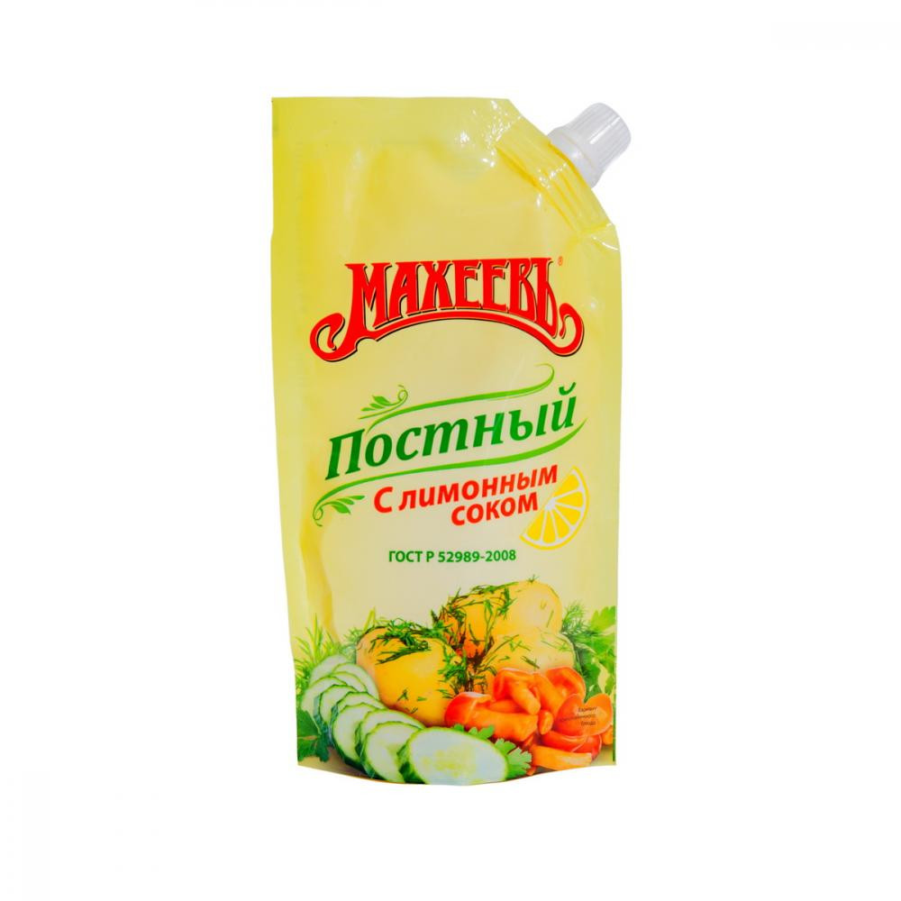 Майонезный соус Махеев постный с лимонным соком 190г пак - интернет-магазин Близнецы