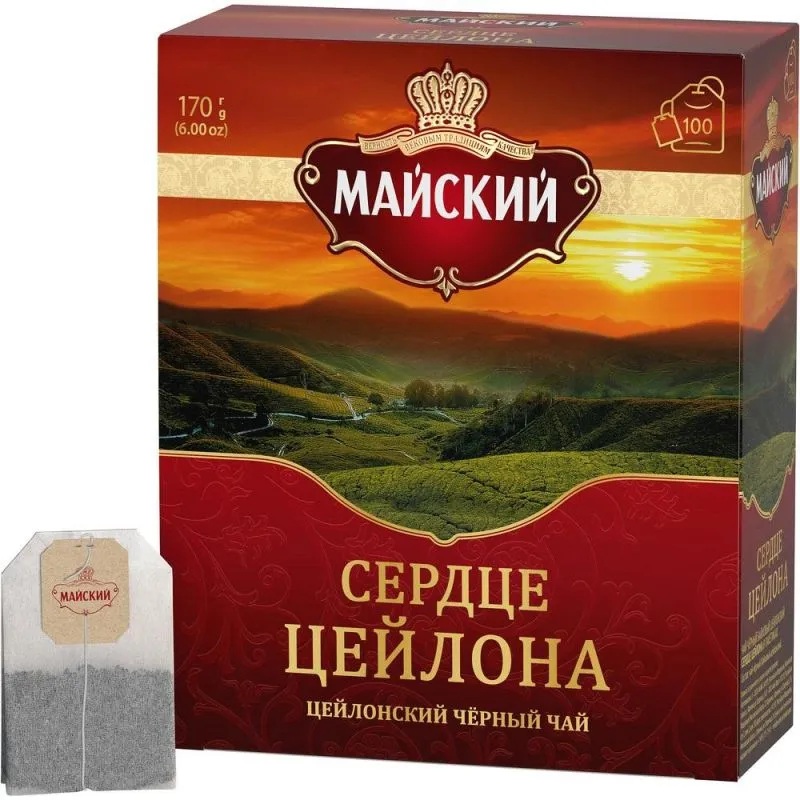 м Чай Майский Сердце Цейлона черн 200г (100*2г) пак - интернет-магазин Близнецы