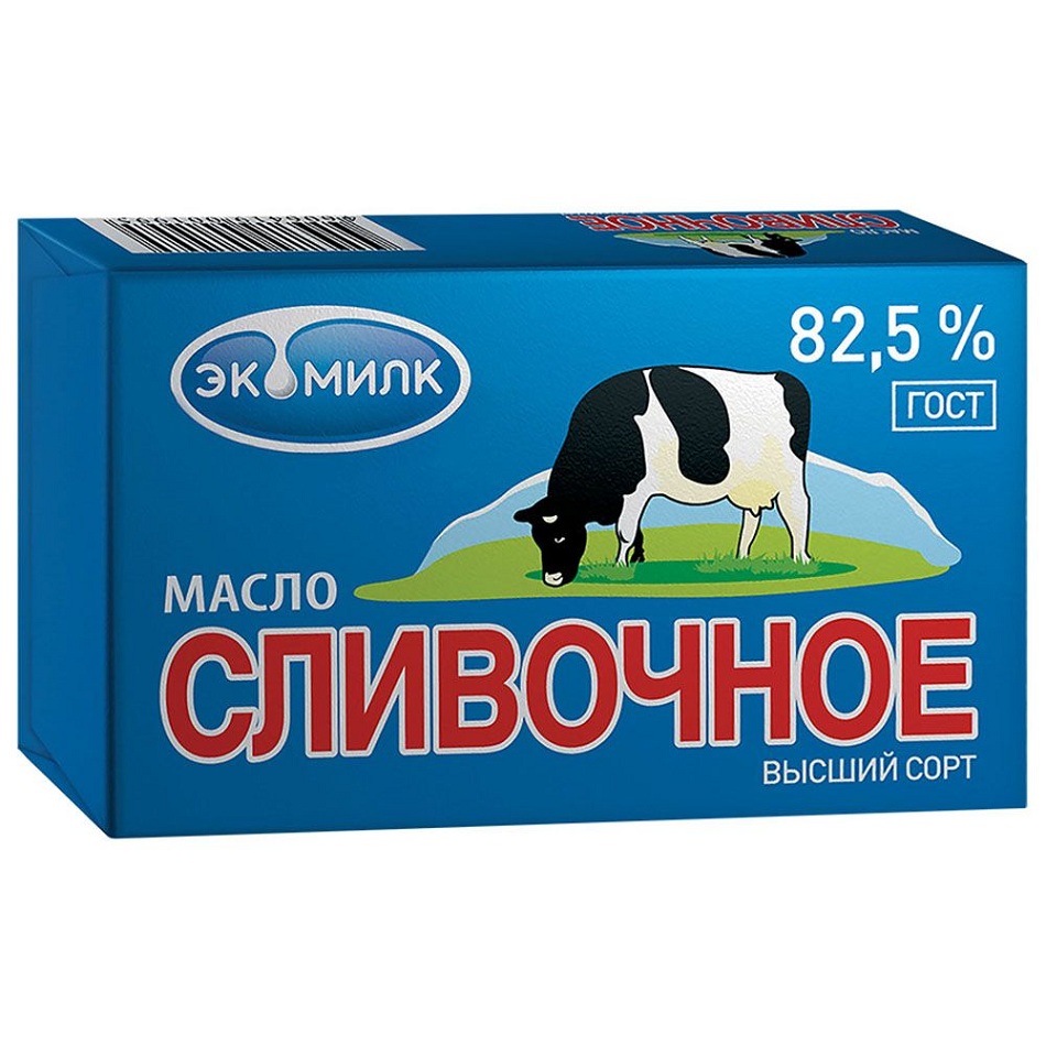 Масло слив 82.5% в с ГОСТ Экомилк шт 180г   m.i.  - интернет-магазин Близнецы