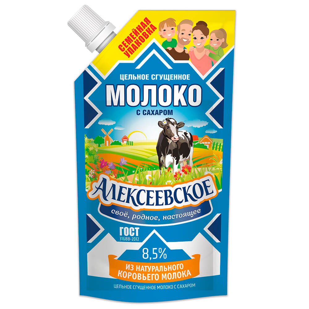 Молоко сгущ с сах 8.5% Алексеевское 650г дой-пак - интернет-магазин Близнецы