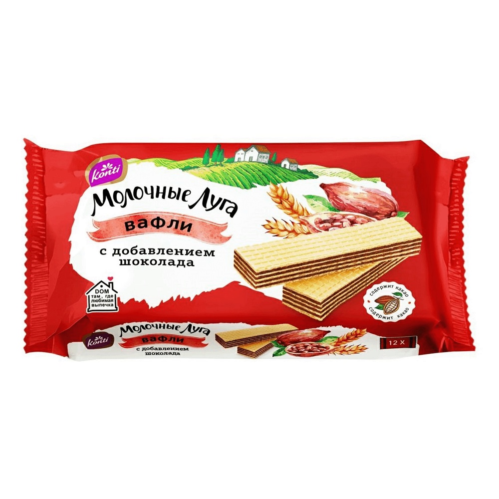 Вафли Конти Молочные луга шоколадные 200г - интернет-магазин Близнецы