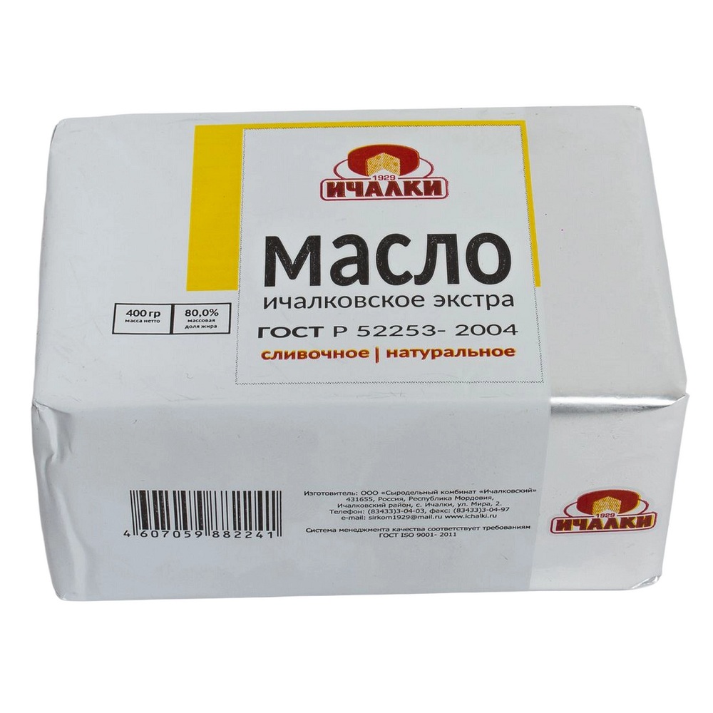 Масло слив Ичалковское Экстра 80%  Ичалки  400г - интернет-магазин Близнецы