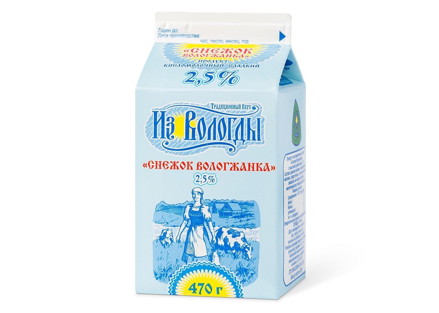 Продукт кисломолоч 2.5% Снежок  Вологда  470г - интернет-магазин Близнецы